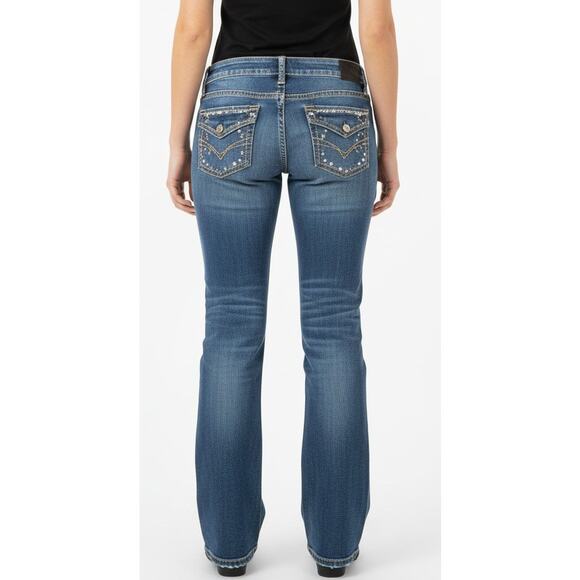 Silver Suki Mid Rise Slim Bootcut Embellished Pockets Cotton Stretch, Women 31 - Picture 1 of 7